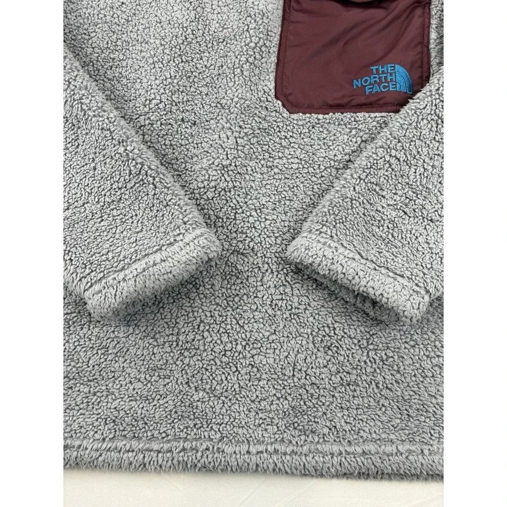 The North Face Fleece Jacket Gray 1/4 Zip Sherpa Pullover Hiking Men's Small
